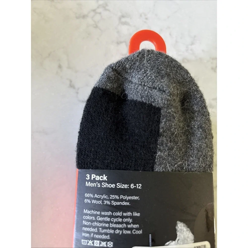 BASS Outdoor Men's 3-Pairs Wool Blend Cushioned Casual Mid-Crew Socks.